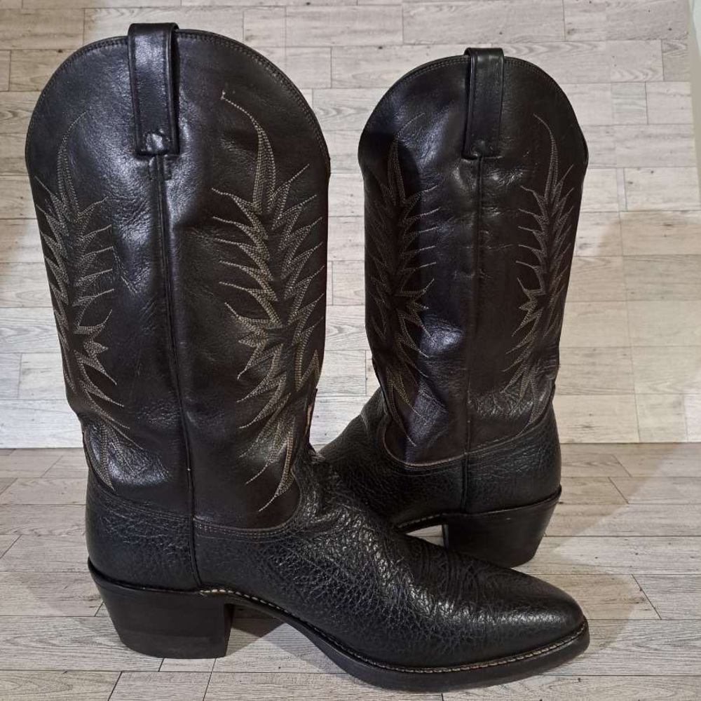 Men's Dan Post Milwaukee Western Black Leather Rodeo Cowboy Boots Size 14 - Picture 6 of 10